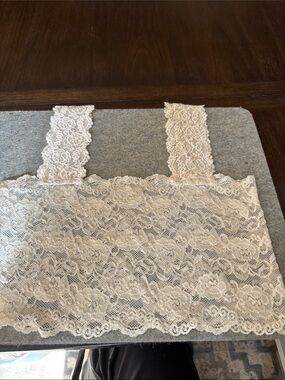 Soft Lace Bandeau Bralette in Light Beige